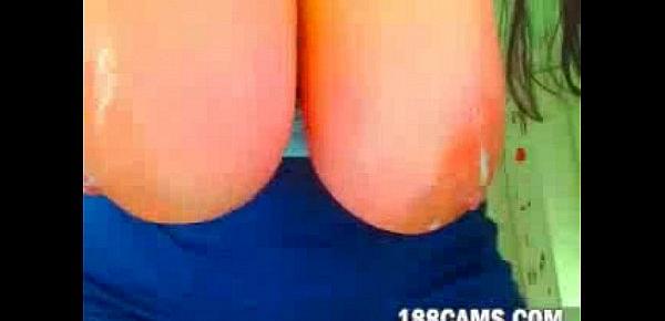  Big boobs girl sloppy deepthroat dildo webcam